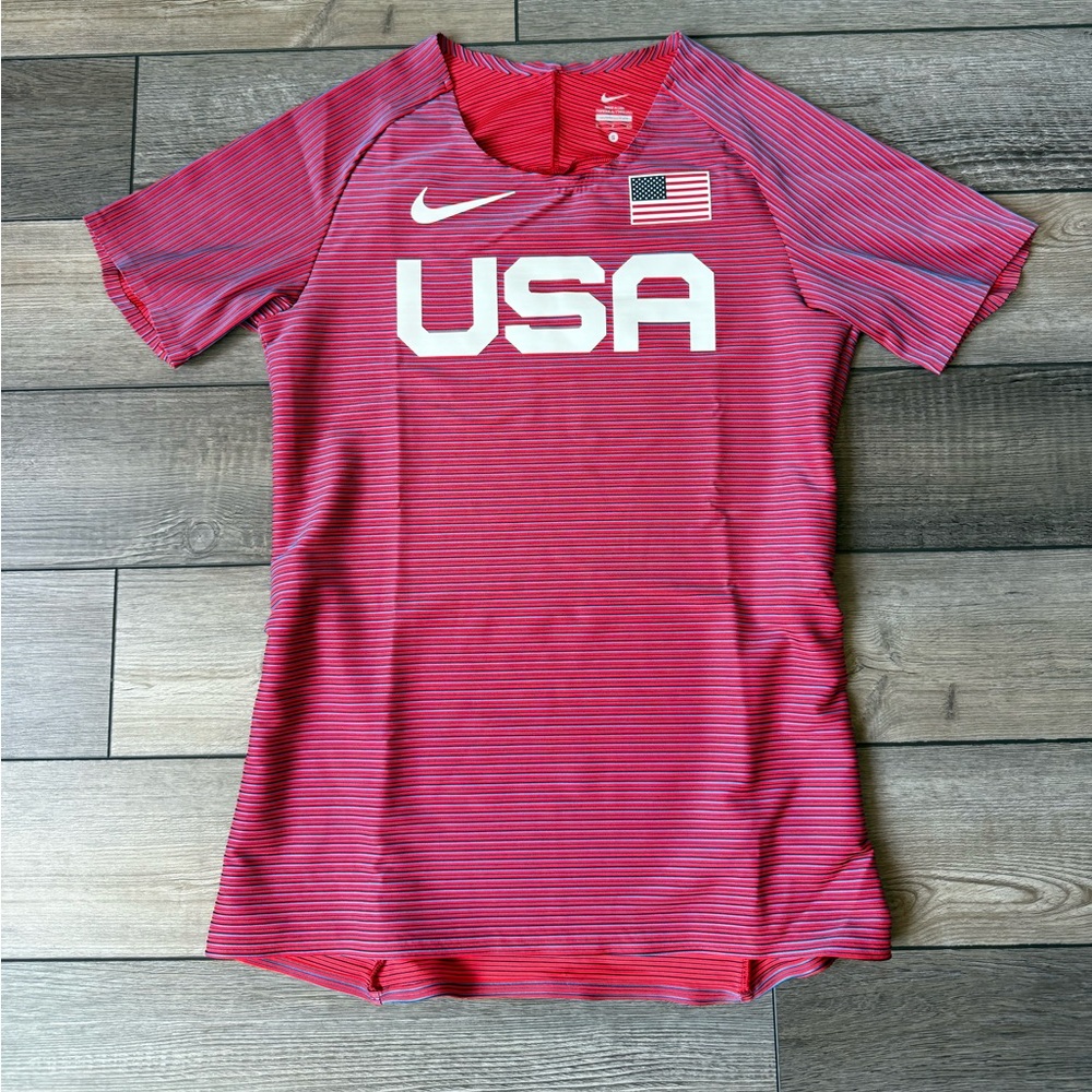 Nike Pro Elite Team USA Compression Shirt Mens S BV1312-602 Track Field S